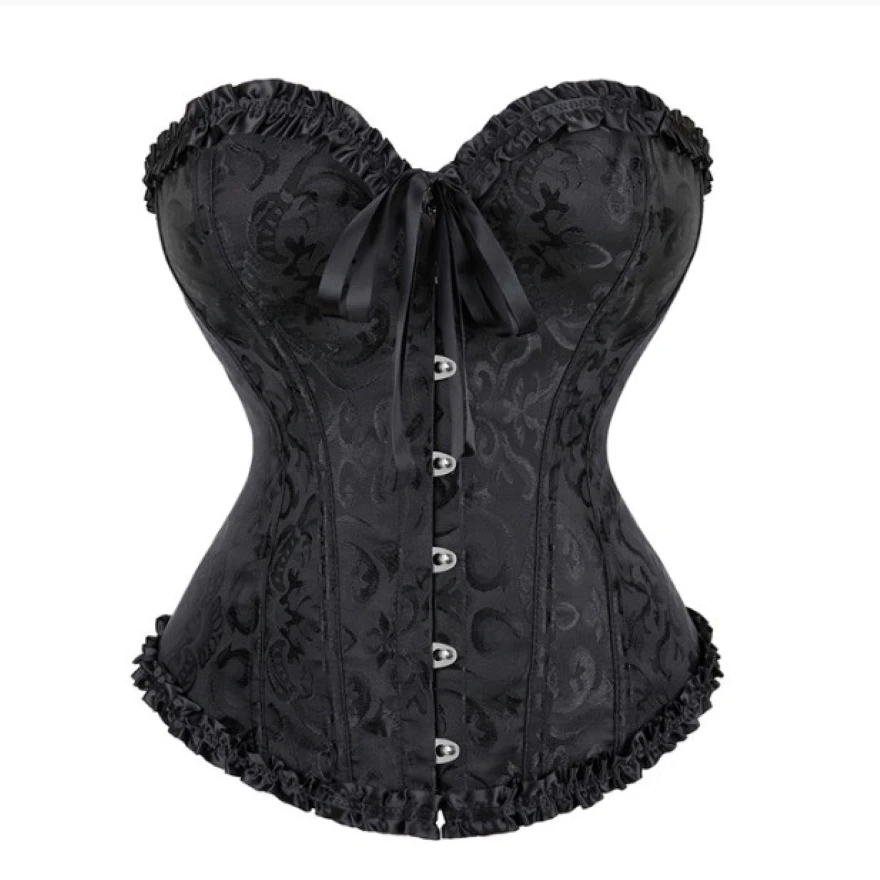 Vintage Floral Corset Top Sexy Bustier Lace Up Overbust Lingerie Gothic Corsets Women Victorian Brocade Waist Cincher Corselet