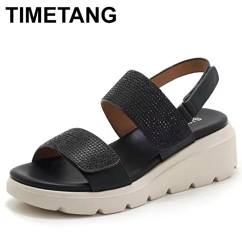 

Сандалии без шнуровки, повседневные пляжные сандалии большого размера из эластичной тканой веревки на наклонном каблуке, удобные летние нескользящие сандалии