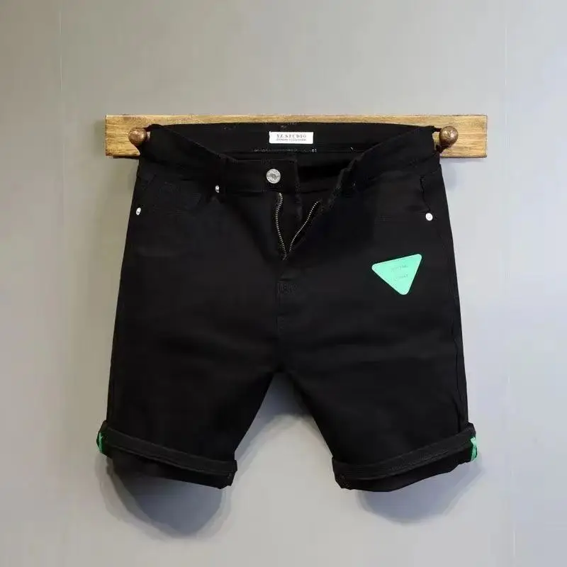 الصيف رقيقة مطاطا الرجال الدنيم السراويل فضفاضة مستقيم عادية صديقها المتوسطة السراويل اقتصاص السراويل الجلدية التصحيح المؤخرات للرجال