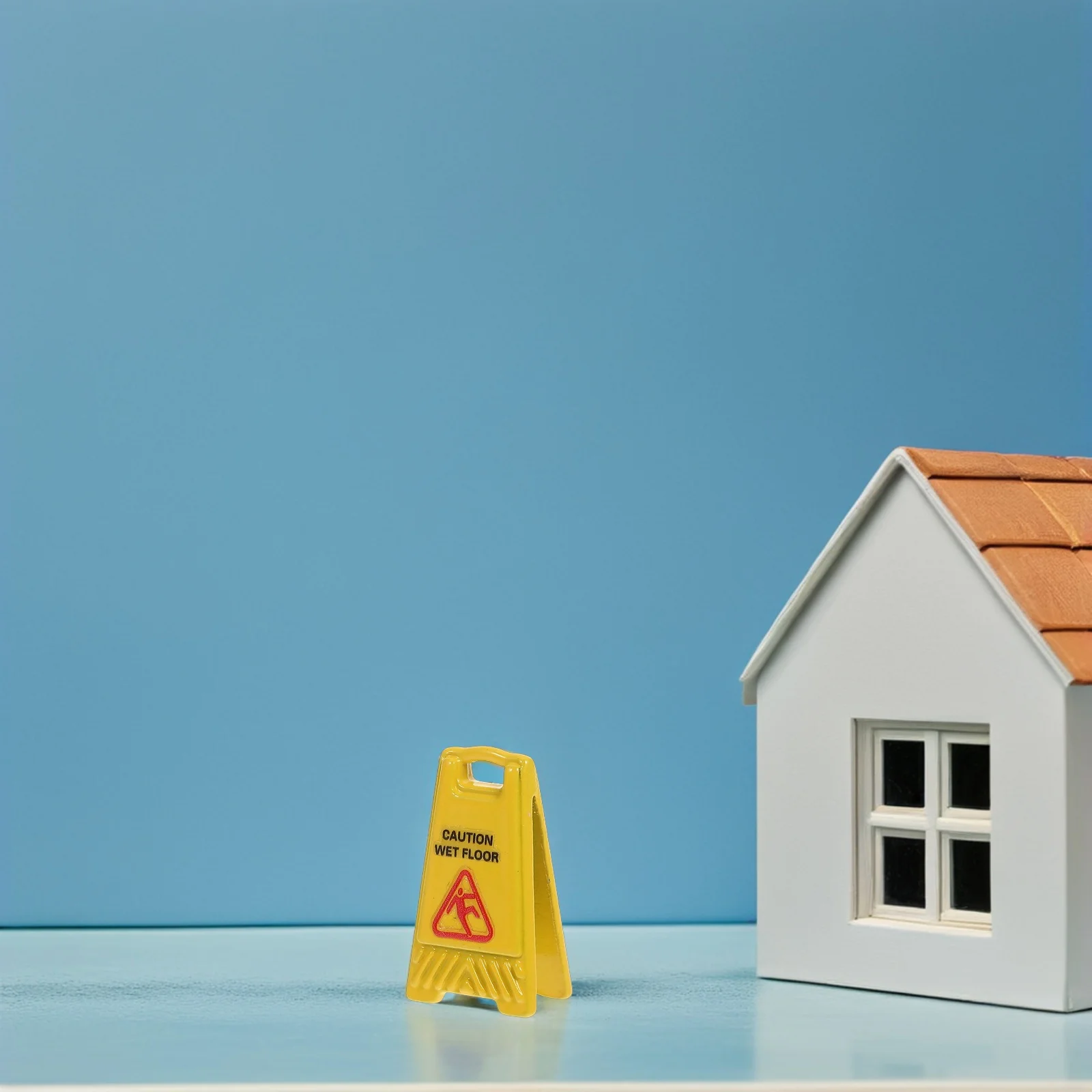 

10pcs Miniature Wet Floor Warning Signs Realistic Dollhouse Caution Accessories Slippery Floor Safety For Kids Pretend Play