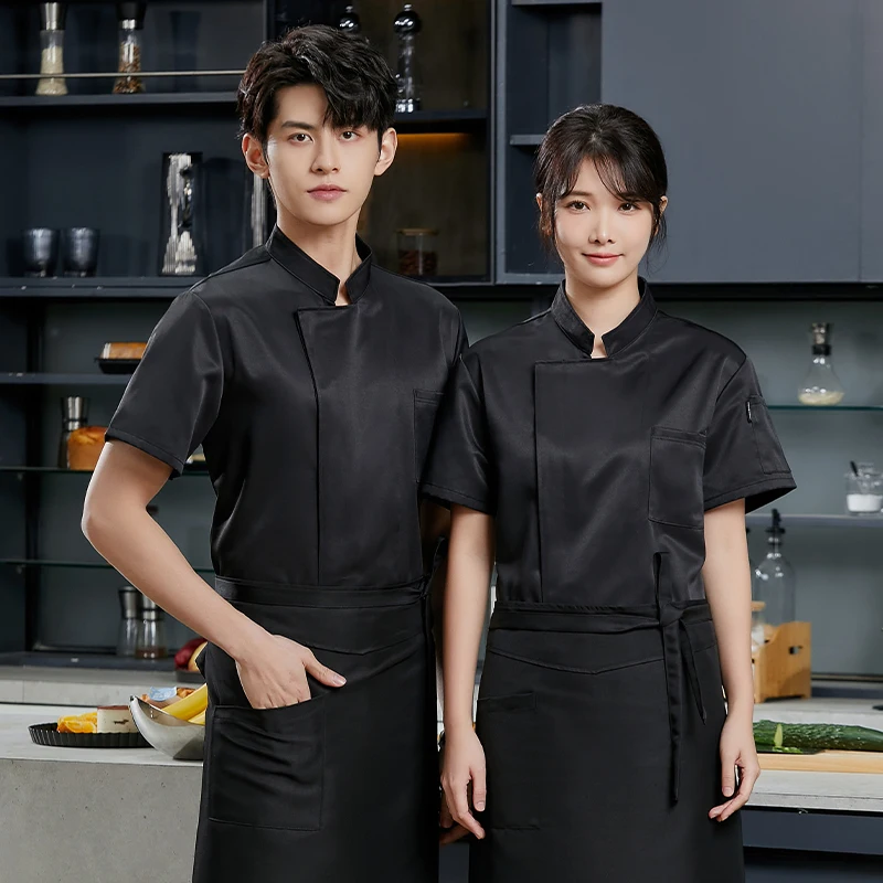 Cafeteria Waiter Uniforms Hotel Cooking Shirt Men's Chef Jacket Summer Restaurant Kitchen Coats Bakery Cafe Cook Waiter Clothes