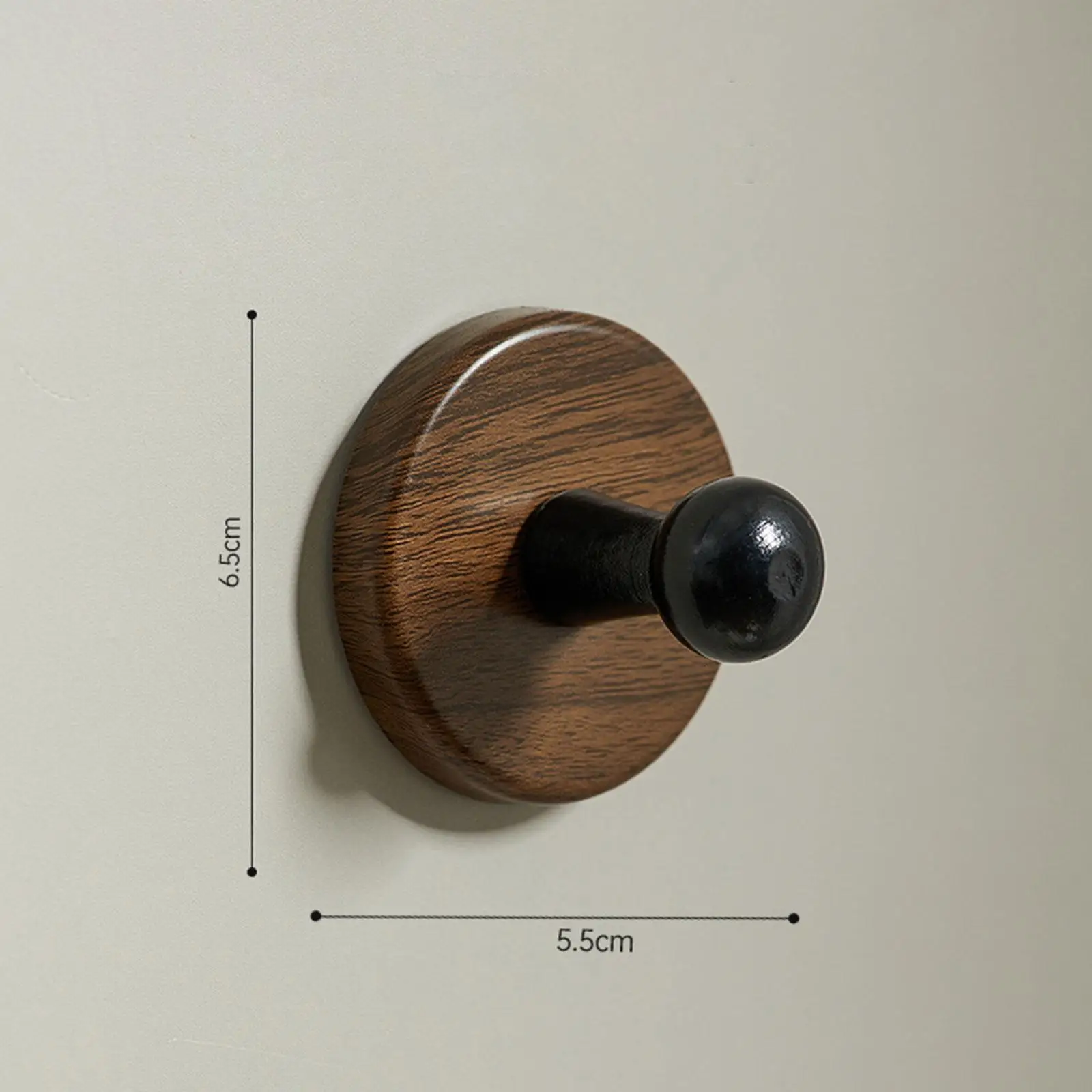 Bathroom Towel Hook Suction Cup Wood Finish Wall Hanger Easy Installation for Shower Area and Small Spaces