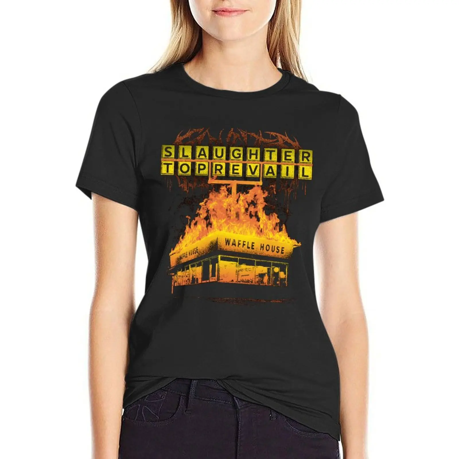 

Slaughter To Prevail Waffle House T-Shirt customs design your own anime western t-shirt dress for Women