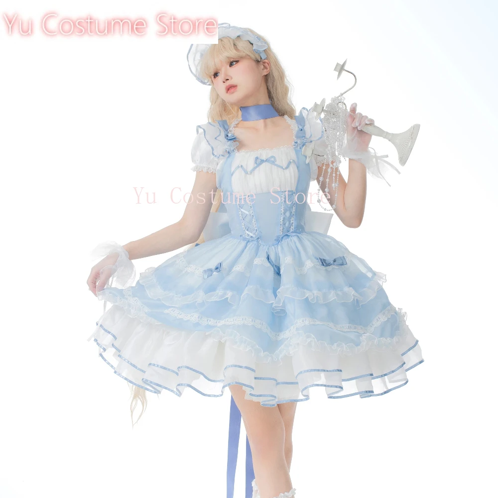 

Ballet Style Lolita Princess Cake Dress Sweet Girl Lace Splicing Beads Lace-up Bow High Waist Ball Gown Sling Women Summer Yu