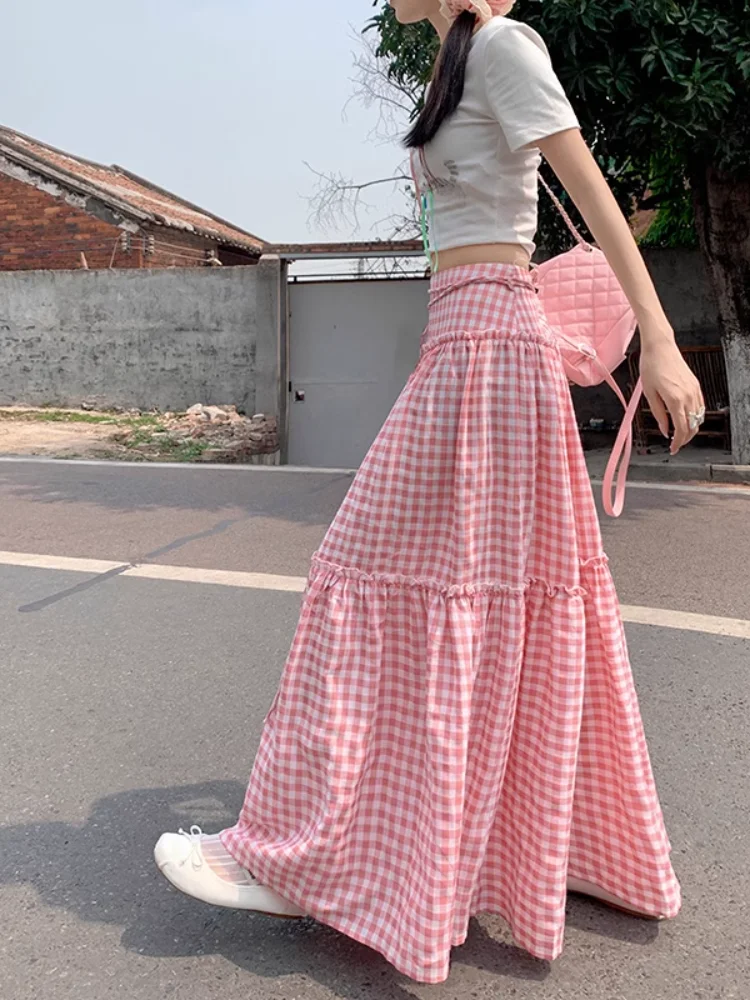 Color Blocking Plaid Design Women's Skirt 2024 Summer New Elastic Color Blocking Plaid Design Women's Skirt 2024 Summer New Elastic
