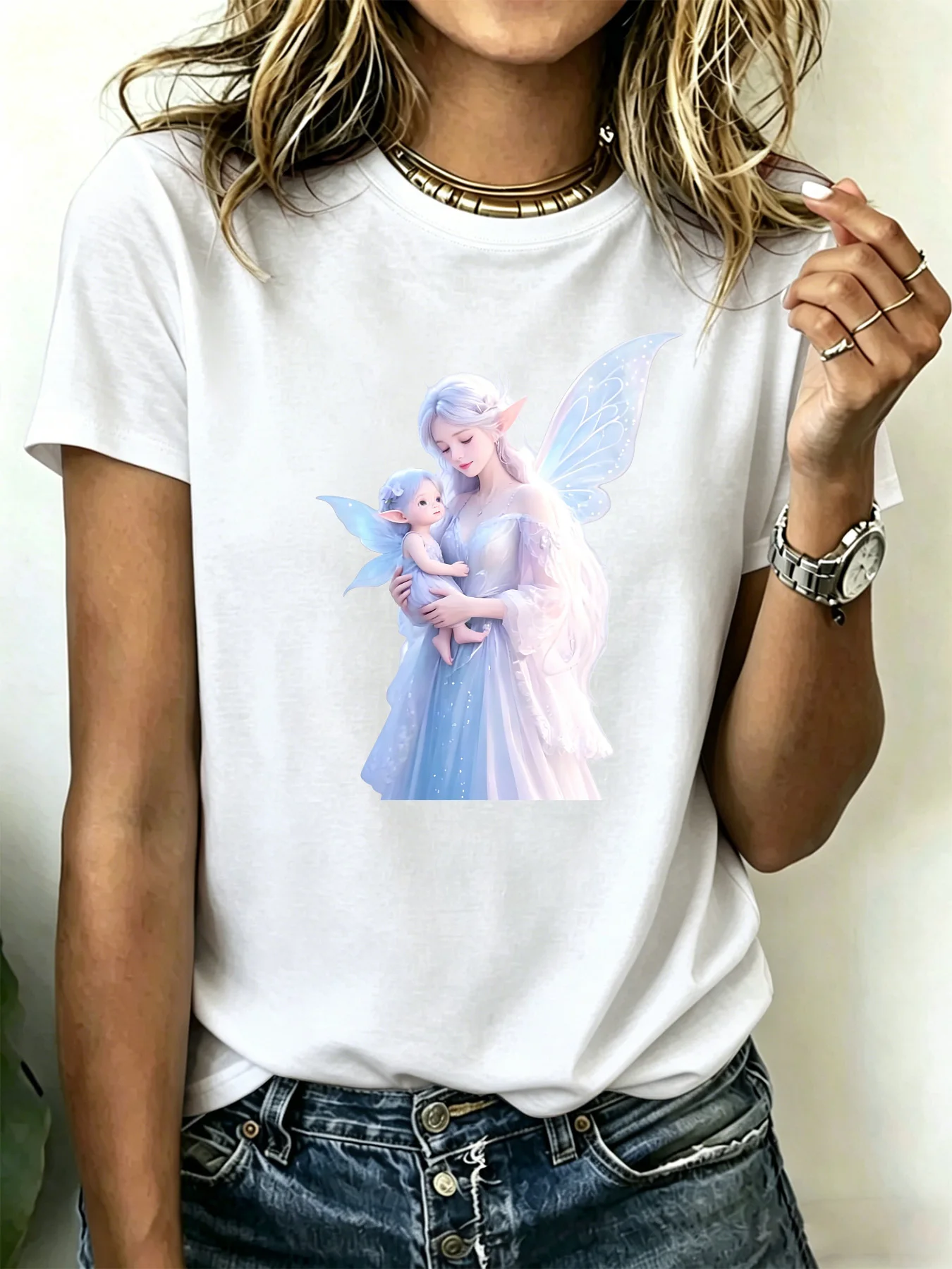 180g pure cotton T-shirts Plus-size women's , comfortable and soft with unique pattern design that is fashionable and trendy