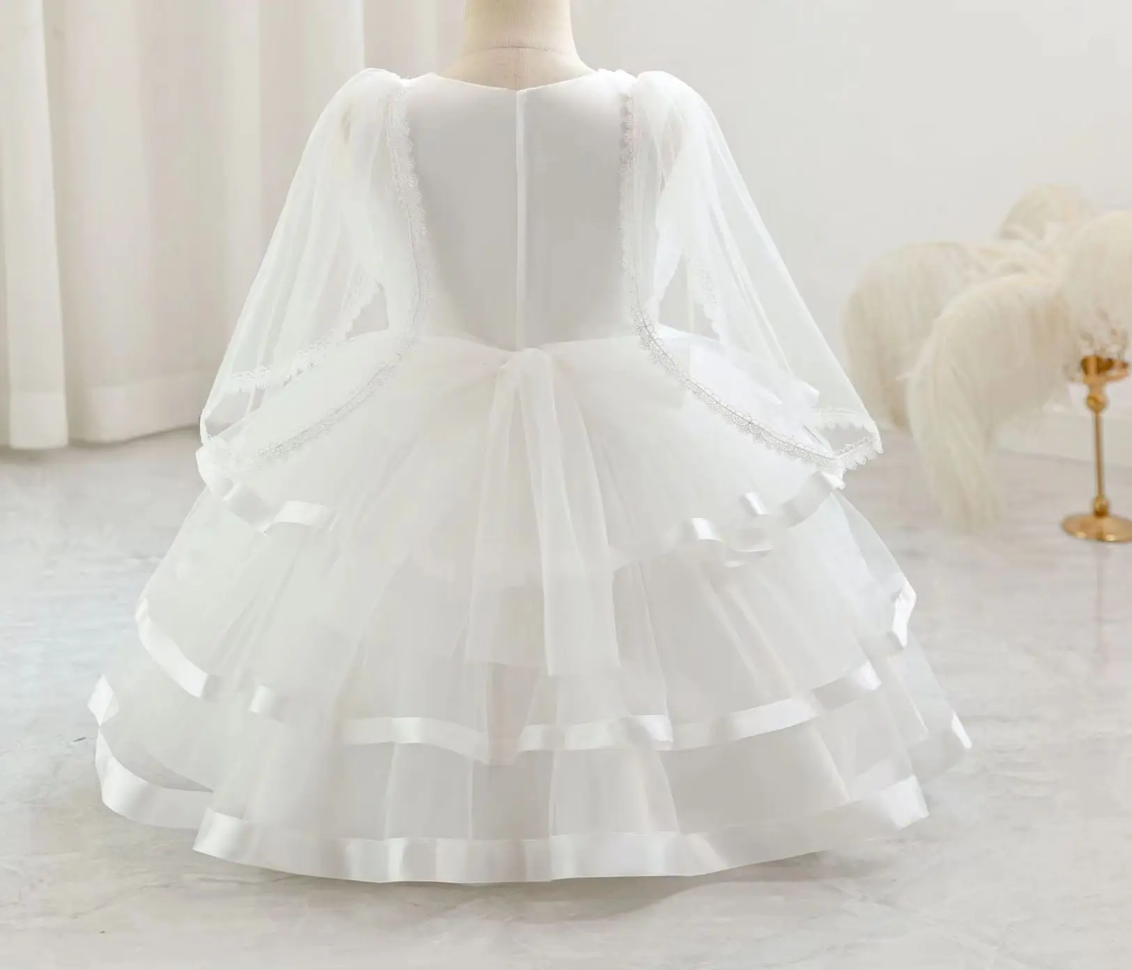 Girl Party Dress Layered Long Sleeve Kid Girls' Princess Clothes Girls Formal Dresses 2-6Y