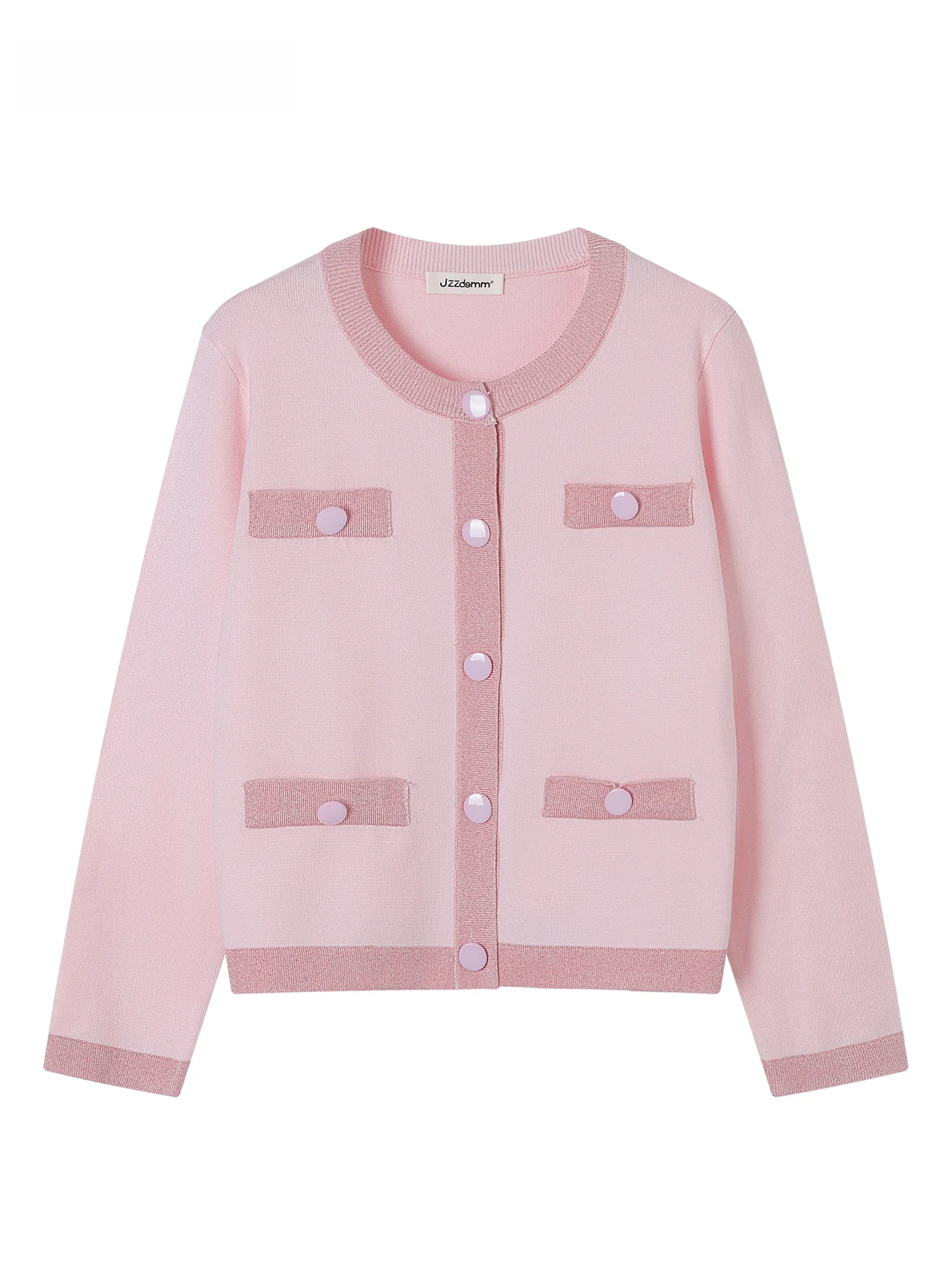 

JZZDEMM Серебристый вязаный кардиган с цветными вставками, женский модный универсальный свитер-жакет в стиле ретро, размер L