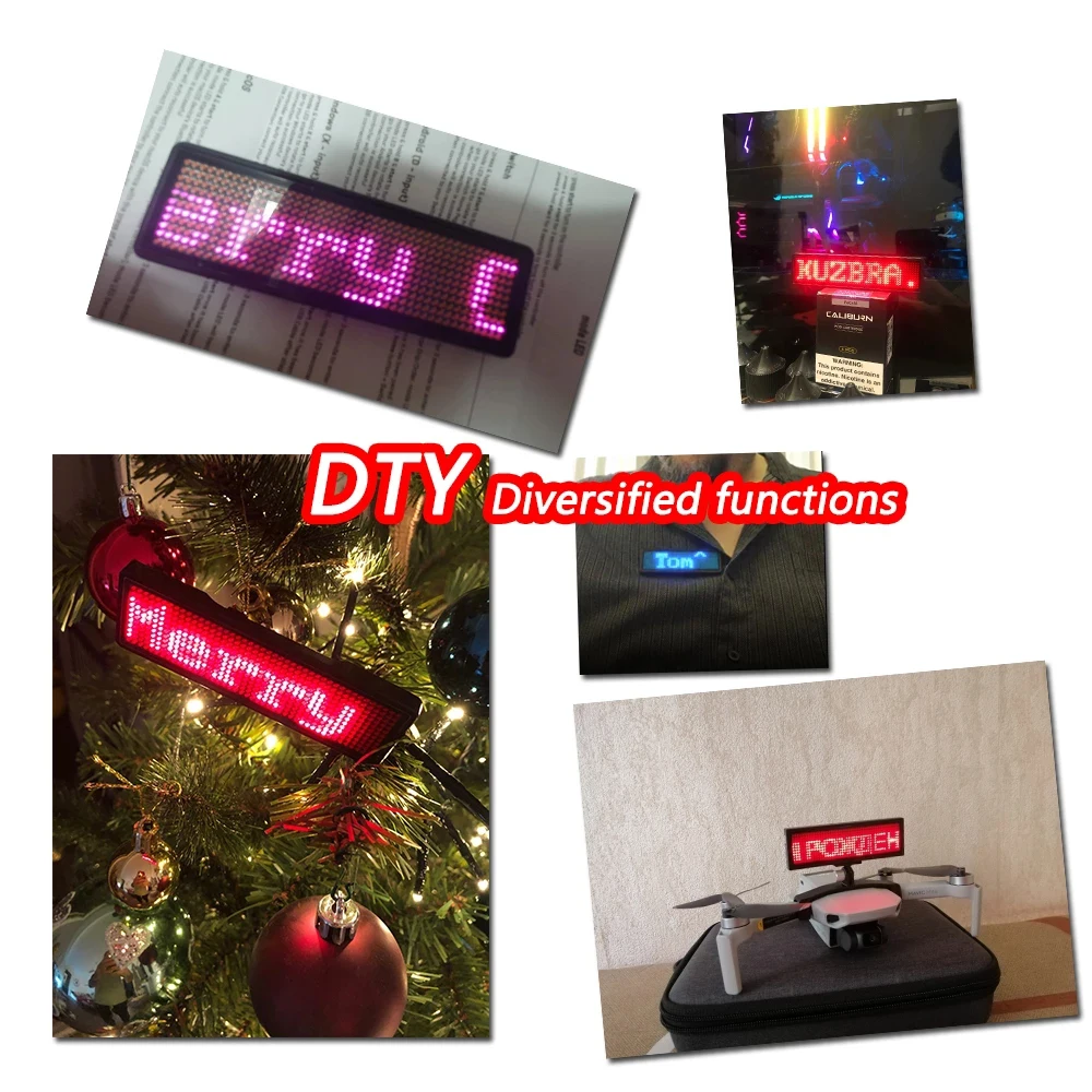 Rechargeable Bluetooth Digital LED Badge Insignia DIY Programmable Scrolling Message Board Mini LED Display LED Name Tag