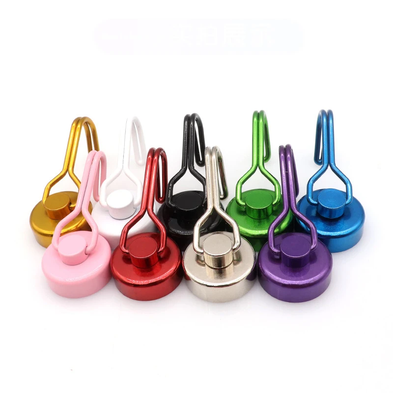 Strong Magnetic Hook Diameter 16/20 Colourful Rare Earth Magnets Fishing Neodymium Fridge Permanent Magnet Hooks for home office