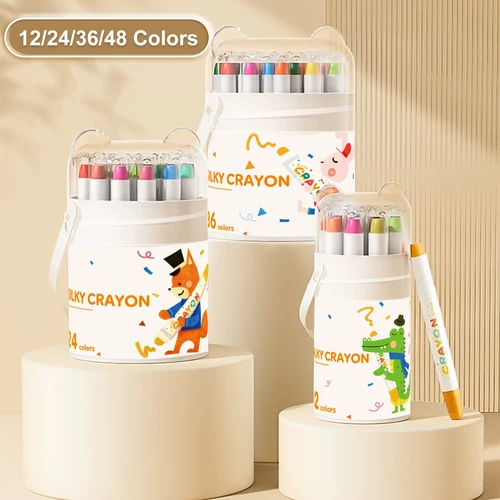 Crayones retorcibles sedosos de 12/24/36/48 colores, suministros de arte lavables, crayones de Gel Pastel multicultural, regalo para colorear de fácil agarre