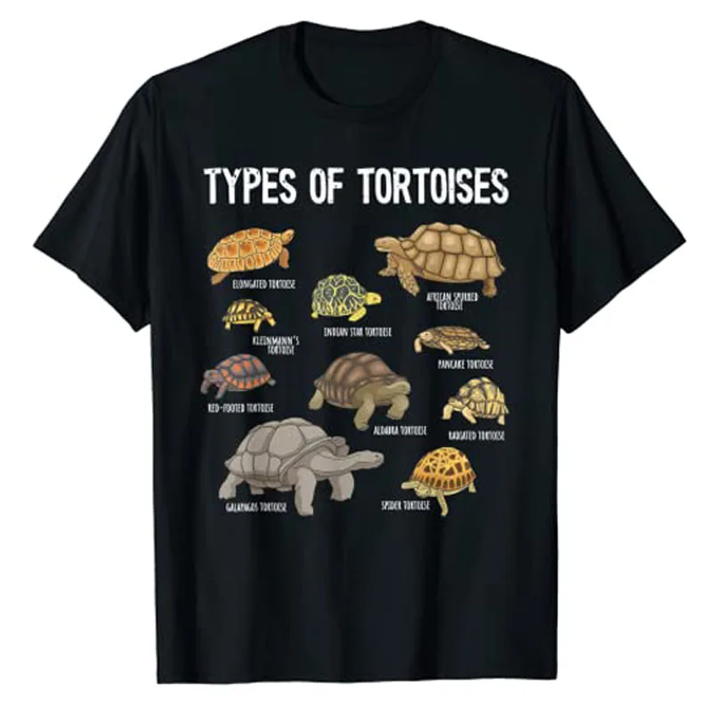 Different Types of Tortoises T-Shirts, Tortoise Lover Shirt, Reptile-Lover Graphic Tee Top Cute Short Sleeve Turtle Print Outfit