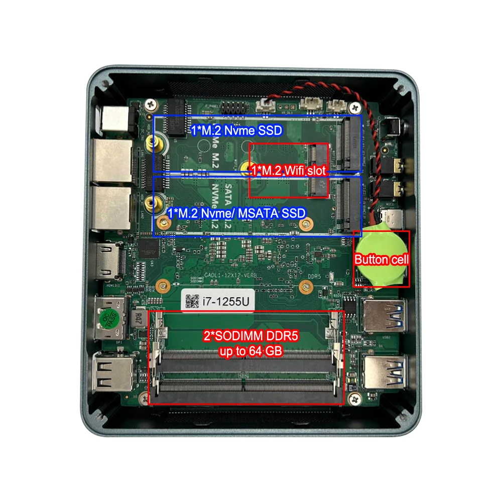 معالج Intel Core Ultra 7 155U كمبيوتر صغير للمكتب المنزلي 16 جيجابايت DDR5 ويندوز 11 كمبيوتر مكتبي للألعاب ثلاثي 4K Wifi6
