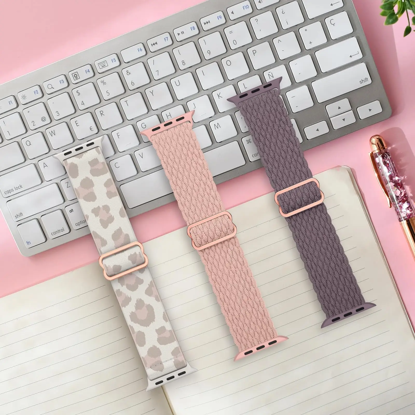 アップルウォッチ用編組ブレスレット,44mmおよび40mm, 45mm, 49mm, 41mm, 38mm, 42mm, iwatchシリーズ7 3, 6, 8, 9ウルトラ2、se、4個