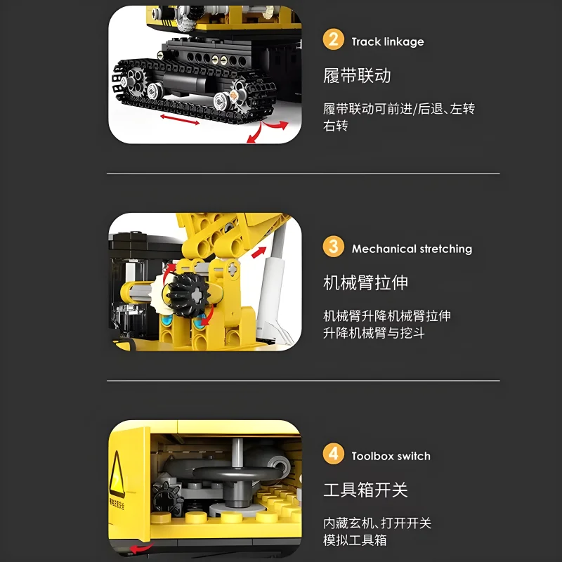 MOC YC-33001 High-Tech Car Construction Truck Excavator Model Building Blocks Bricks Puzzle Assembly Toy Christmas Gift For Kids