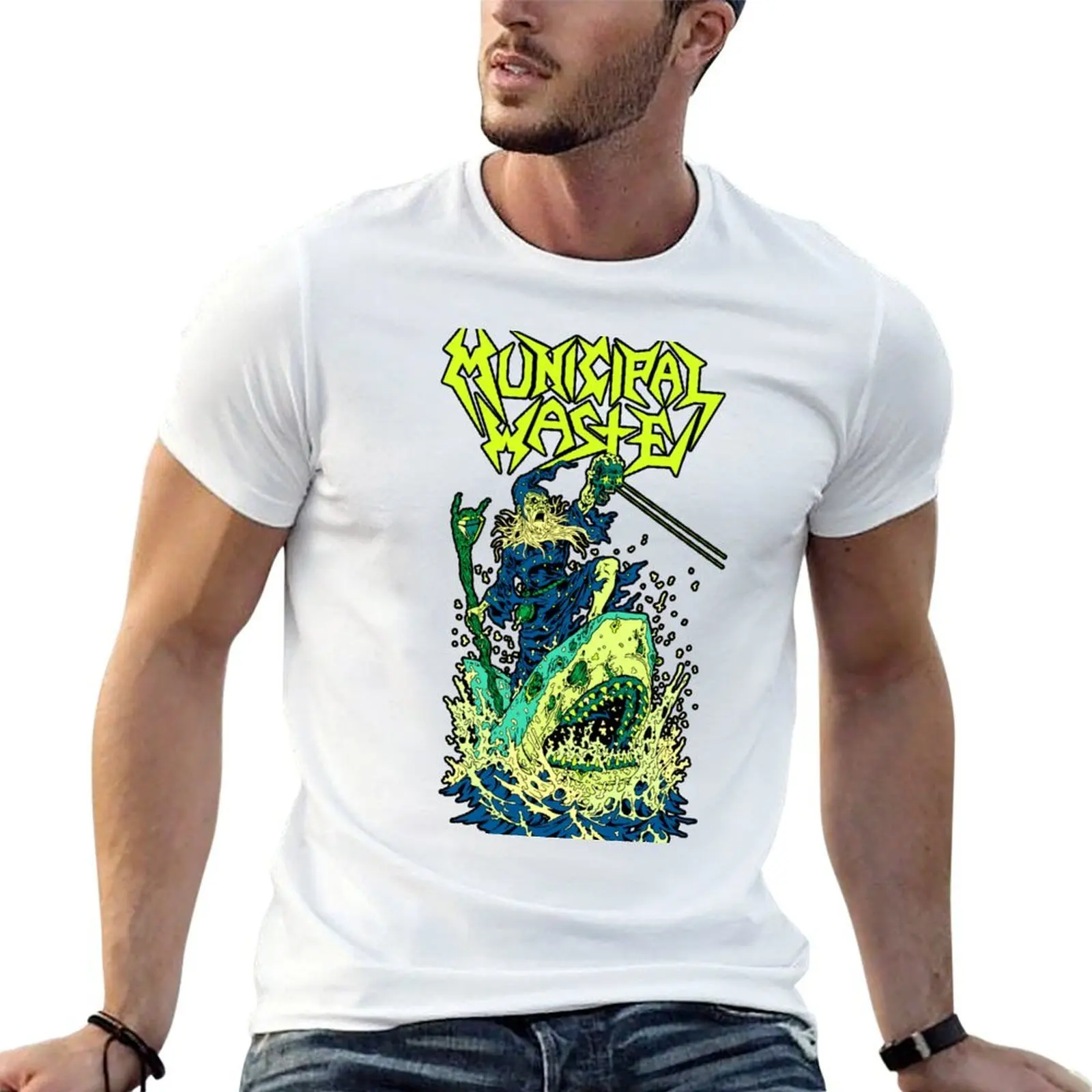Zombie Shark and Skull Witch T-Shirt t shirt man luxury black cotton t-shirt plain for man package T-Shirt