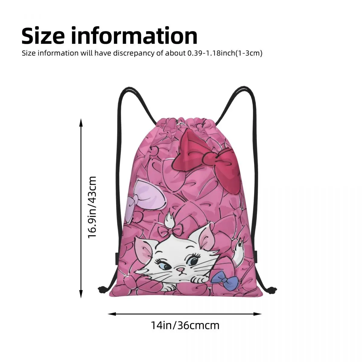 Borse zaino con coulisse personalizzate Marie Cat Donna Uomo Borse leggere per sport da palestra con animazione per lo shopping