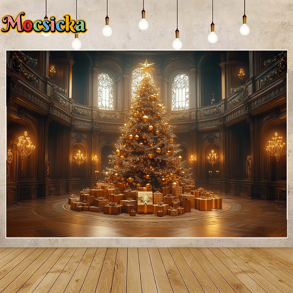 Mocsicka Зимний Рождественский фон для фотосъемки Великолепный огромный Рождественский елка праздник семейный портрет Фотофон для студийной съемки