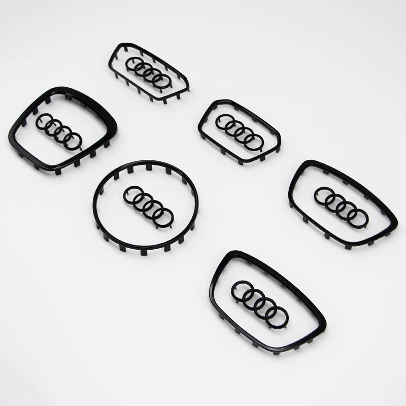 For Audi A3 A4 B8 8P B9 8V A5 A6 C7 A7 Q3 Q5 Q7 Automobile Steering Wheel Logo Bright Frame Strip Electroplated Car Logo Sticker