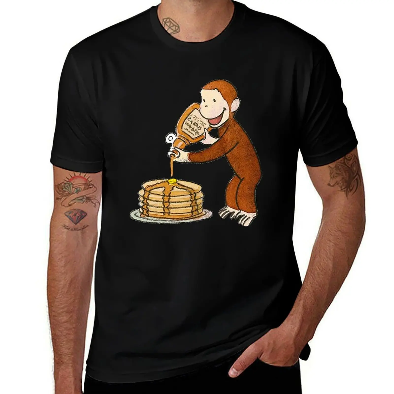 

Curious George making pancakes T-Shirt Summer Sports Quick Dry T-Shirt