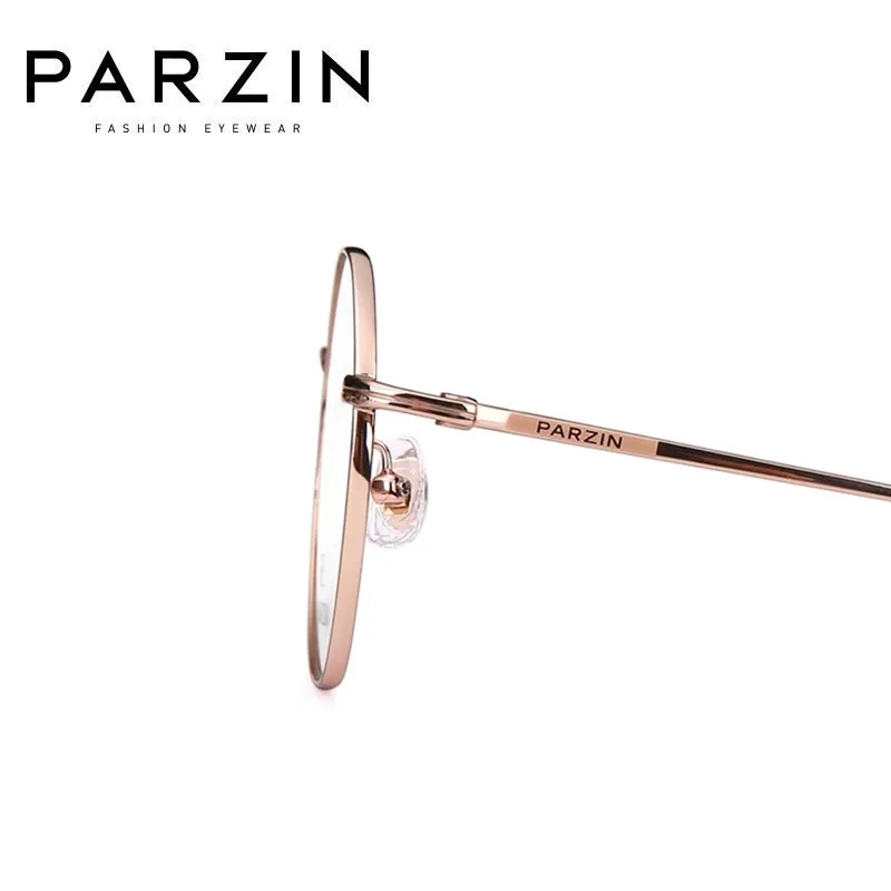 PARZIN  New Round Women's Eyeglasses Frame Fashionable Lightweight Titanium Optical Glasses Frame For Men 62218