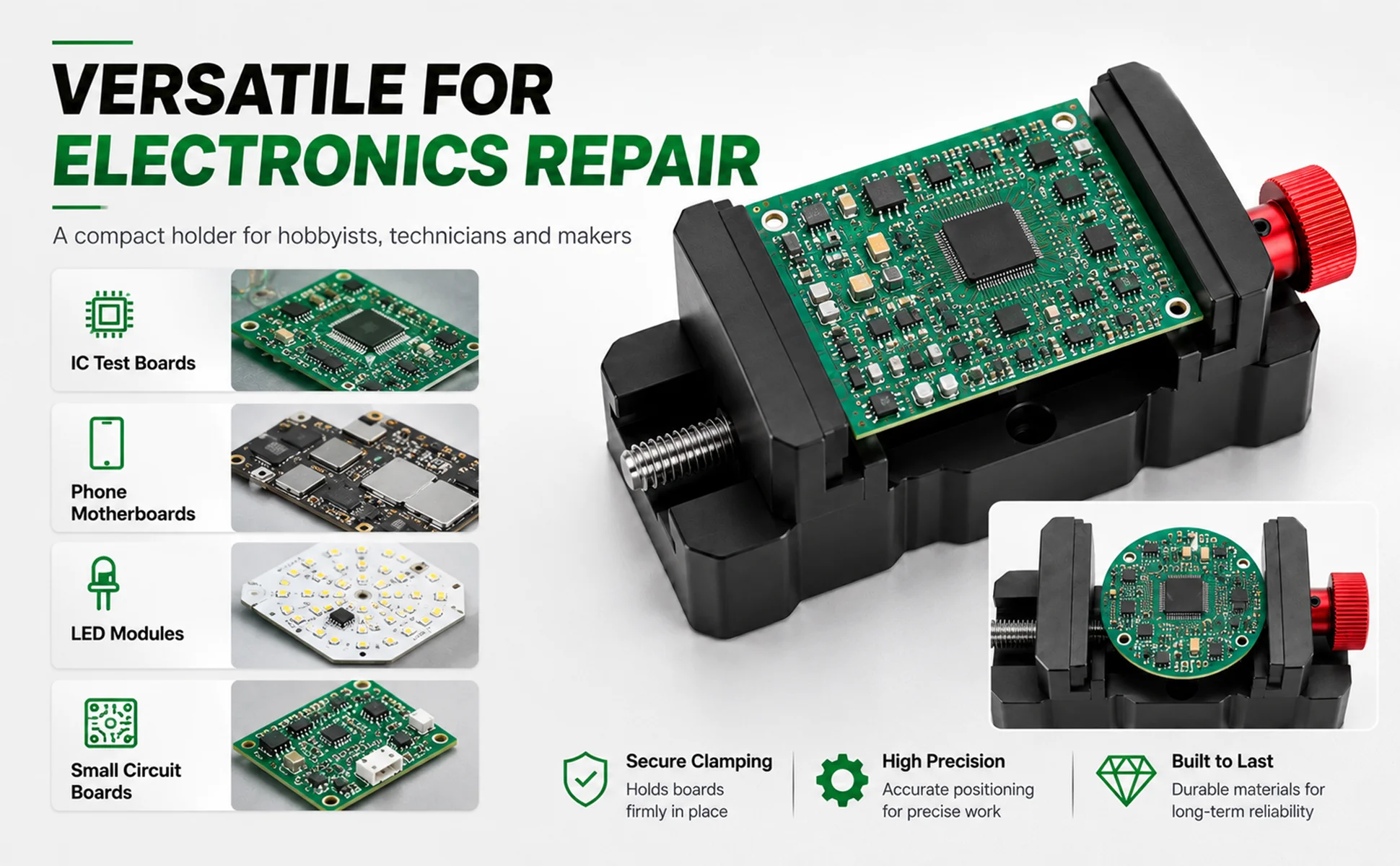 Präzisions-Klemmvorrichtung für Leiterplatten in der Elektronikreparatur; Verstellbare Halterung für IC-Testplatinen zum Löten; Geeignet für Leiterplatten – Detail 4