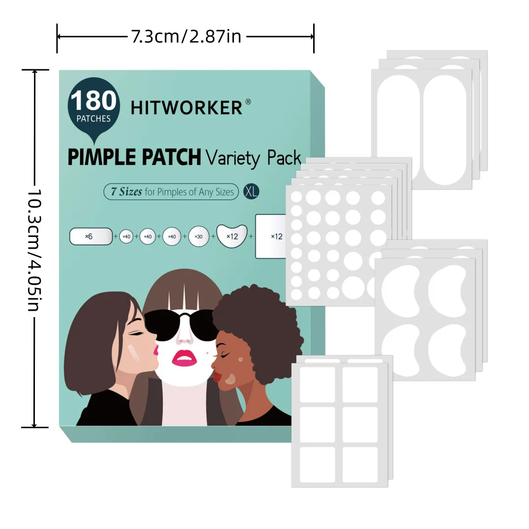 Hydrogel acne removing patch (4 shapes), 180 pieces/box, deep cleaning acne removing patch, effective acne removing patch