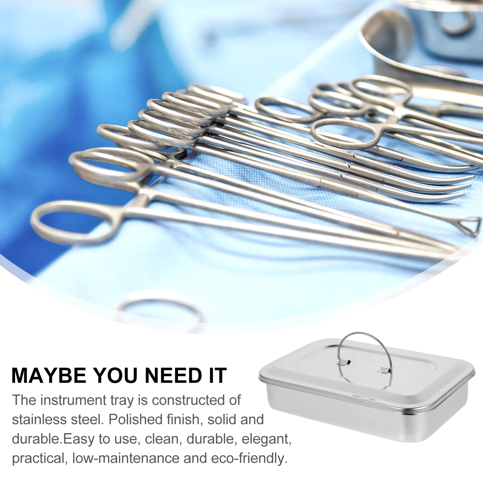 Stainless Steel Box Dental Instruments Holder Procedure Tray Plates Surgical Bathroom Organizer