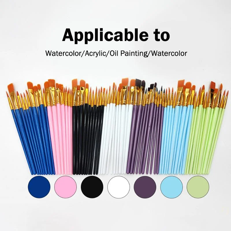 [YU]10pcs Professional Artist Paint Brushes Set Multi-functional Nylon Round Pointed Flat Tips Hook Line Paint Brush