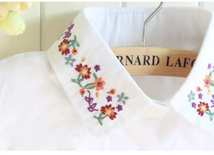 Linbaiway Novelty Fake Collar for Women Shirt Detachable Collar Solid Flower Embroidery Shirt Lapel Blouse Top Neckwear Jewelry