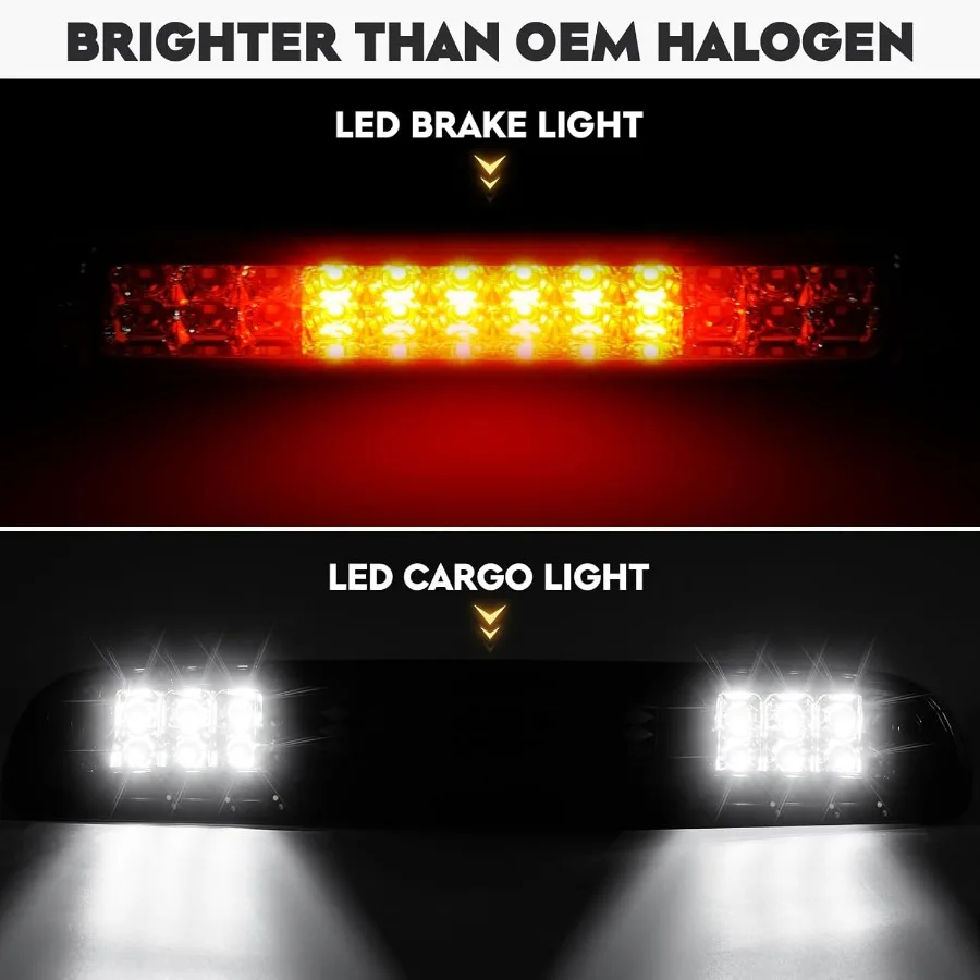 مجموعة مصابيح خلفية LED + مصباح بضائع الفرامل الثالث الثالث مناسب لـ 1994-2001 دودج رام 1500، لـ 1994-2002 دودج رام 2500 3500 خلفي T
