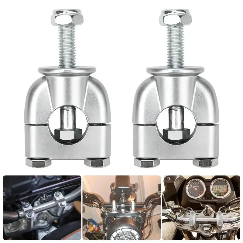 1 Pair 7/8' 22mm Silver Handle Bar Mount Mounting Riser Clamp For ATV Motorcycle Handlebar Mount Clamp Holder Bracket