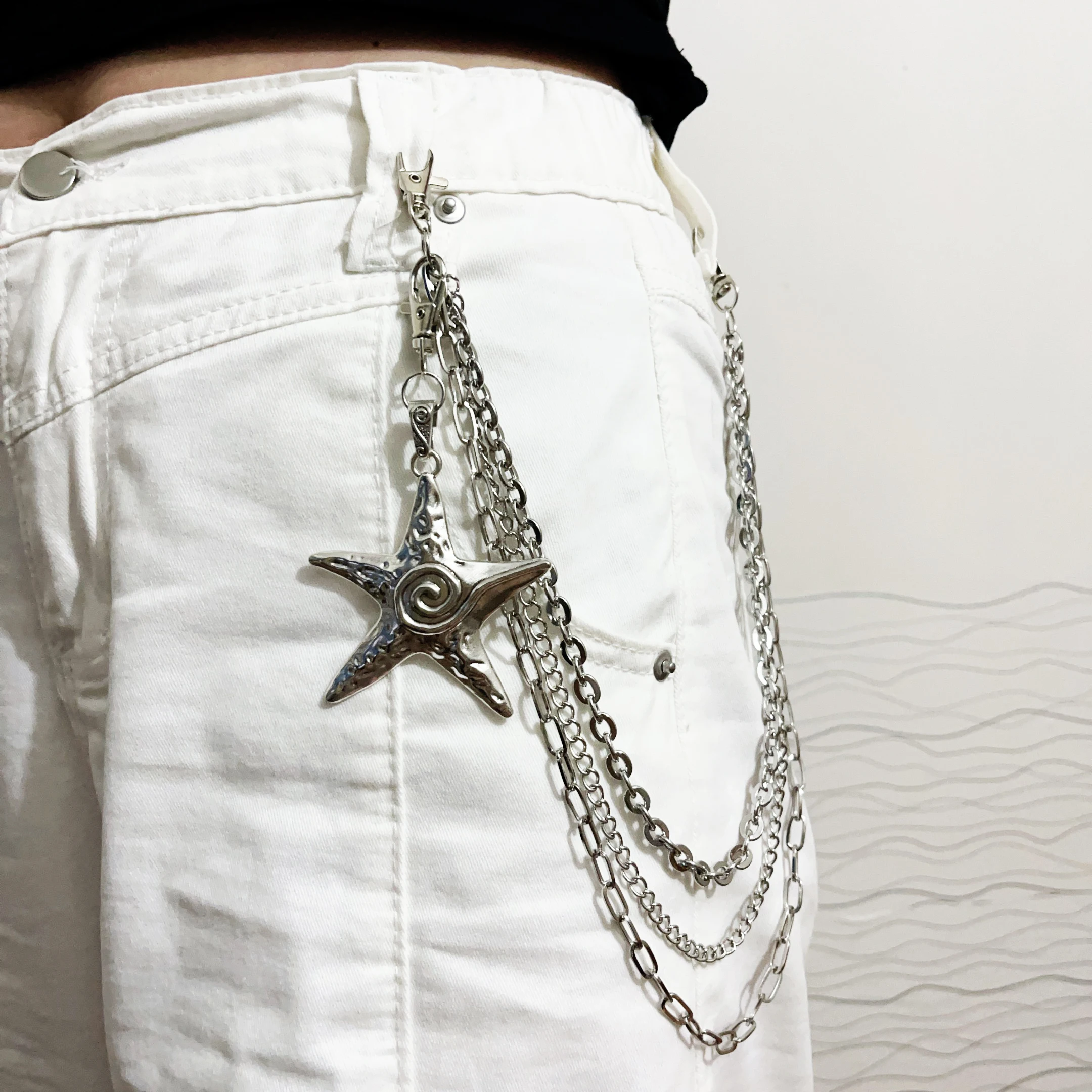 Hip Hop Punk Style Multi-Layered Waist Chain Cool Star Pendant Pants Chain Versatile Chain Decoration Trendy Accessory