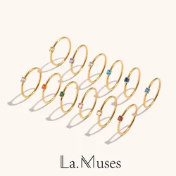 La. Muses Cubic Zirconia December Birthstone Stainless steel Women's Ring Fashion Waterproof Jewelry Gift