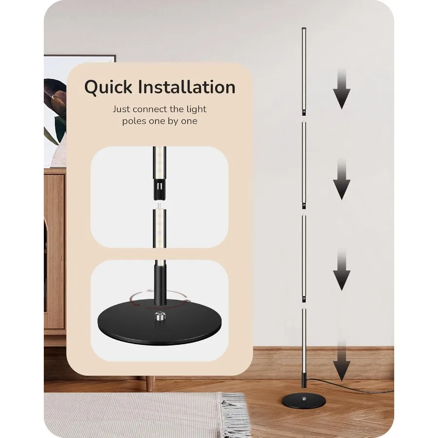 مصباح أرضي زاوية LED 57.5 ضوء أنيق قابل للتعتيم مع ارتفاع قابل للتعديل لغرفة المعيشة وغرفة النوم والمساحات المكتبية الدافئة Wh #6