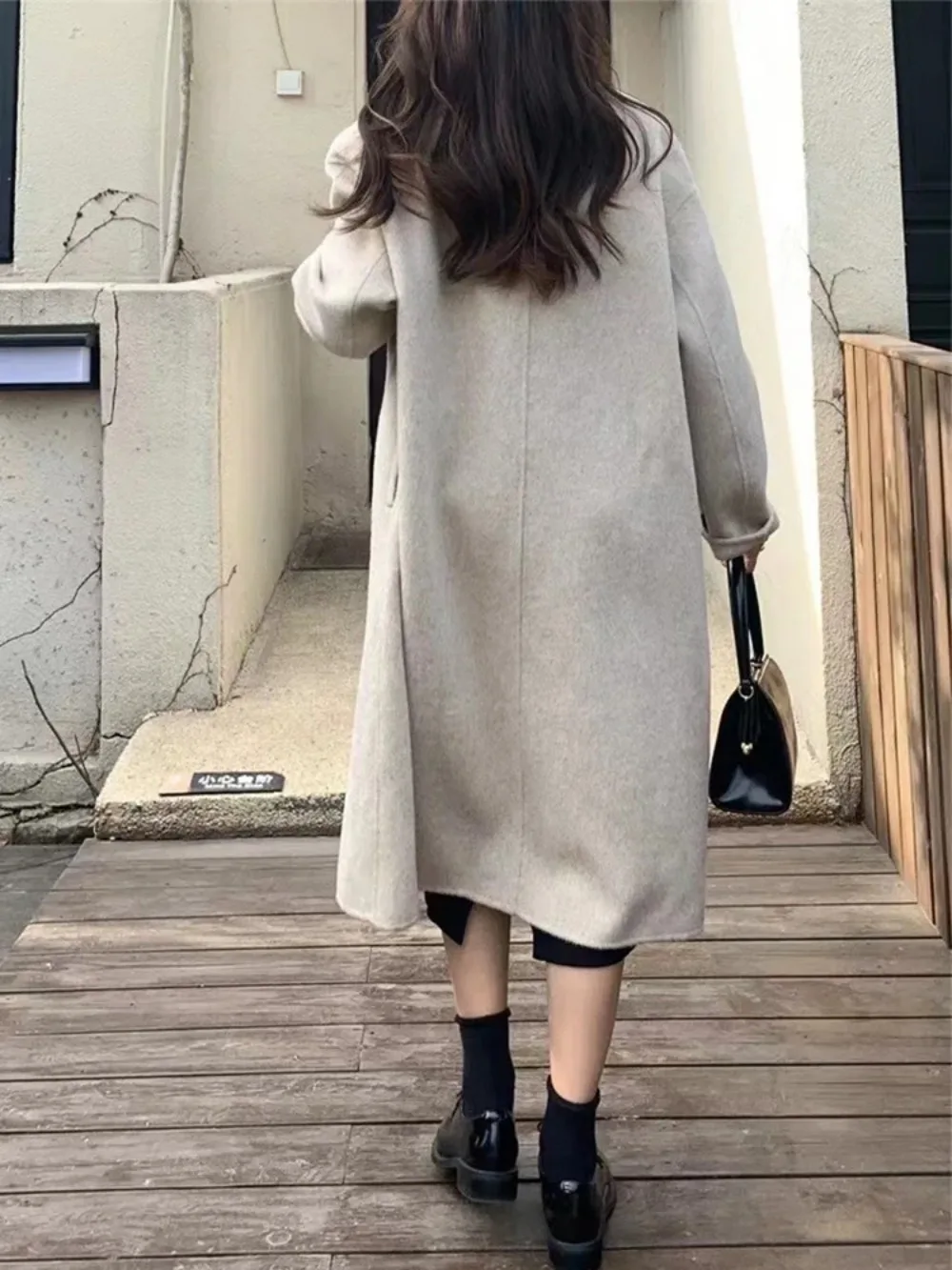 Autumn Winter Double-sided Wool Coat Women New Double-breasted Loose Simple Woolen Female Jacket Warm Wollen Long Coat Outerwear