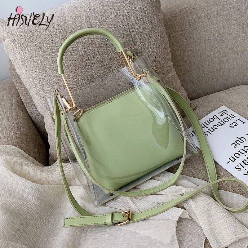 

Модная прозрачная женская сумка на плечо, желейная прозрачная конфетная летняя пляжная сумка для женщин, сумки-мессенджеры, сумка-ведро Bolsa Totes