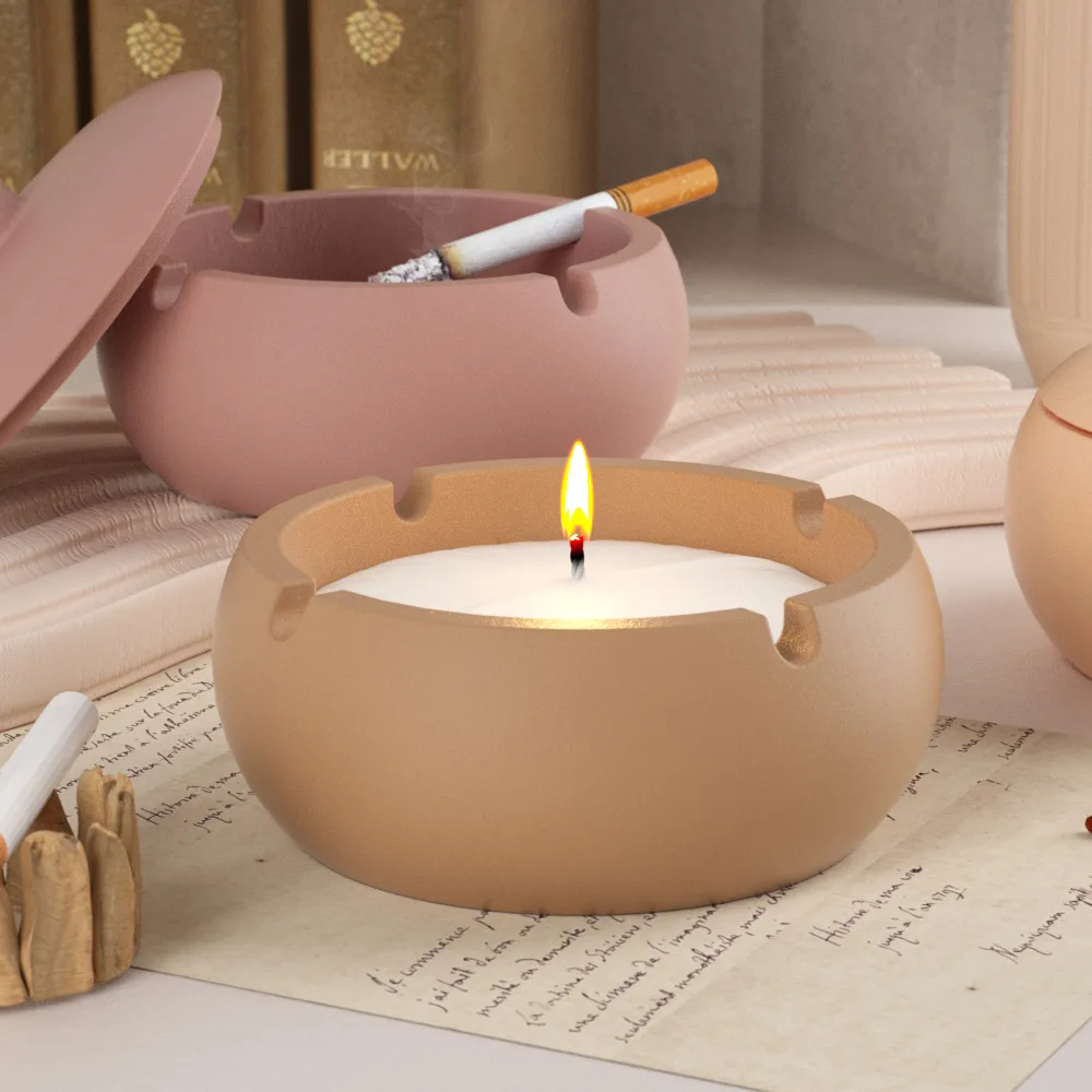 DIY Plaster Incense Burner Candle Cup Silicone Mold Crystal Drop Glue Round with Lid Ashtray Storage Can Making Mould