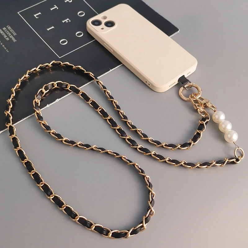 New 1PC Phone Case Universal Lanyard Long Crossbody Pearl Pickup Chain Mobile Phone Lanyard Women's Long Neck And Shoulder Strap