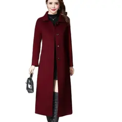 5XL Big Size Women's Woolen Coat 2023 Spring Autumn Winter New Length Single-Breasted Woolen Windbreaker Outerwear Female