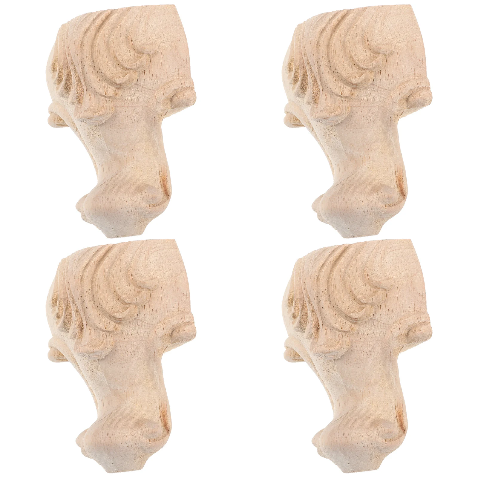 

4Pcs Wooden Embossed Vintage Furniture Legs Decorative Sofa Table Cabinet Feet Anti-Scratch Stable Floor Protection