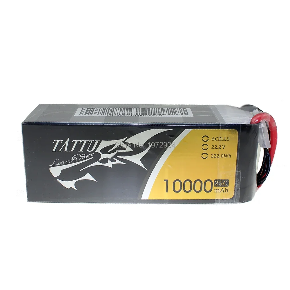 TATTU 6S Lipo Battery 10000mAh 22.2V 25C with XT90 Plug for RC Drone