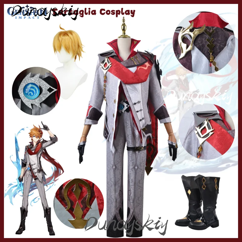 Genshin Impact Tartaglia Cosplay Games Costume Set Wig Games Anime Manga Dress Halloween Party Customized Outfit for Men Boy