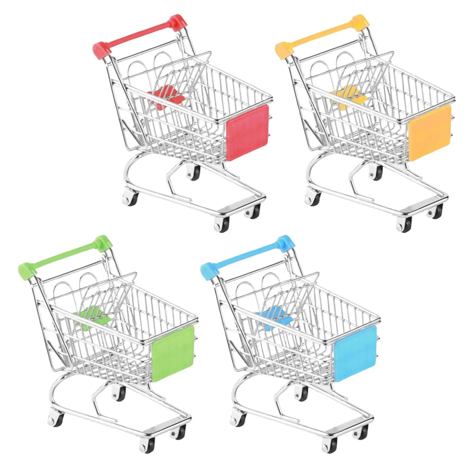 

Shopping Cart for Kids Decorative Ornament Multi Use Mini Supermarket Handcart for Kids Fun Doll House Decor Mini Storage Basket