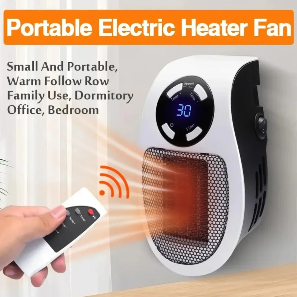 500W Portable Heater Electric Heater Intelligent Time Control Plug in Wall Room Heater Home Appliance Heating Warmer Machine