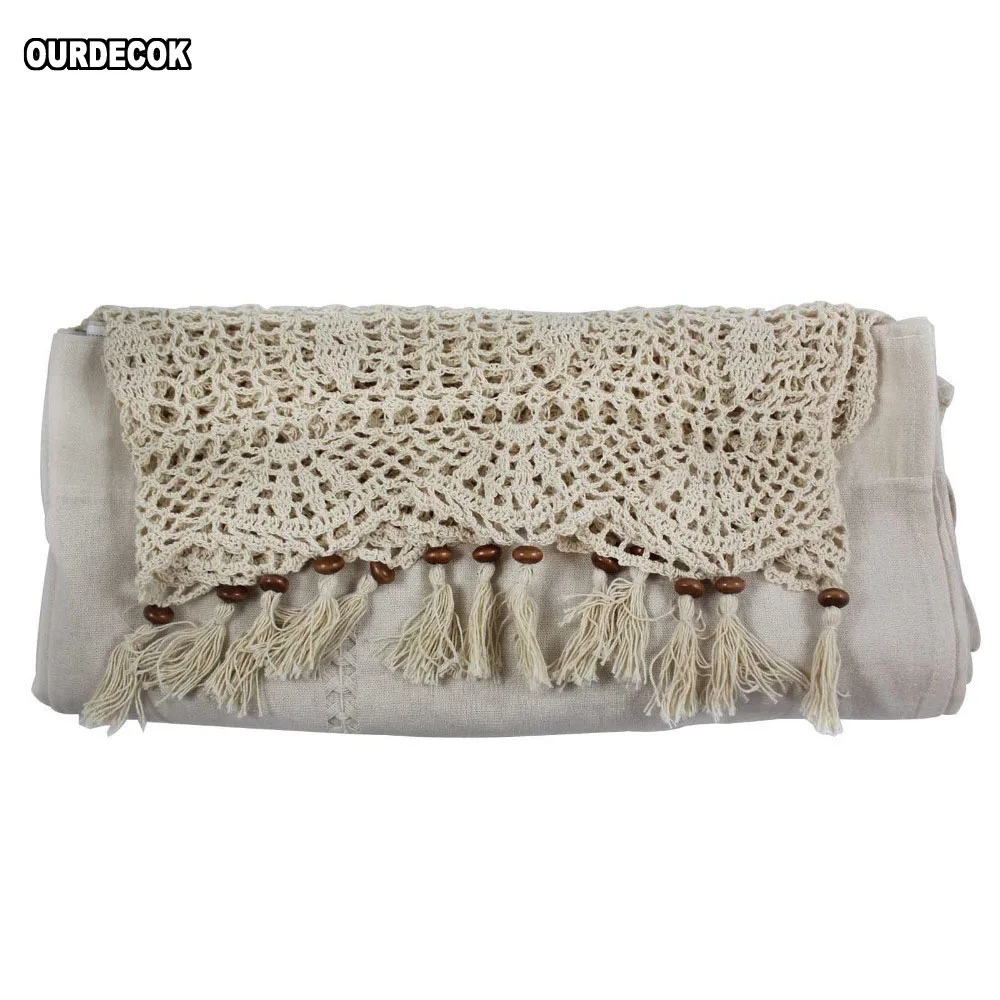 Handmade Cotton Cortina Crochet Lace Curtain Flower Curtain Solid Color Kitchen Curtain Blinds Shower Curtain for Decor