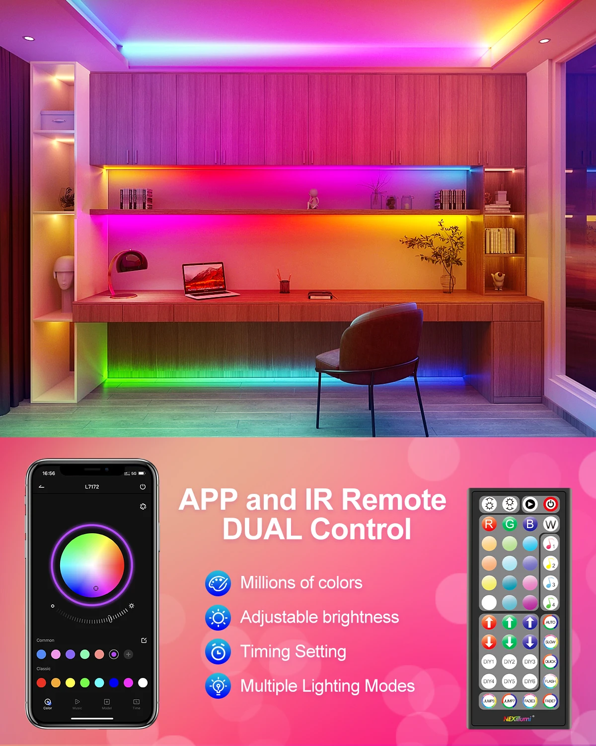 LED Strip light ,RGB ,Color changing,  APP & 44 Key remote, Colour Changing LED Fairy Lights with 16 Million Colours Music Mode