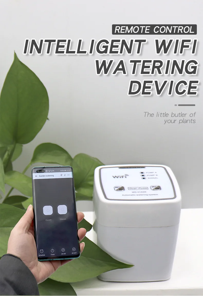Dispositivo di irrigazione automatico con doppia pompa intelligente WIFI Dispositivo di irrigazione con telecomando per telefono Dispositivo di irrigazione per piante in vaso da giardino per balcone