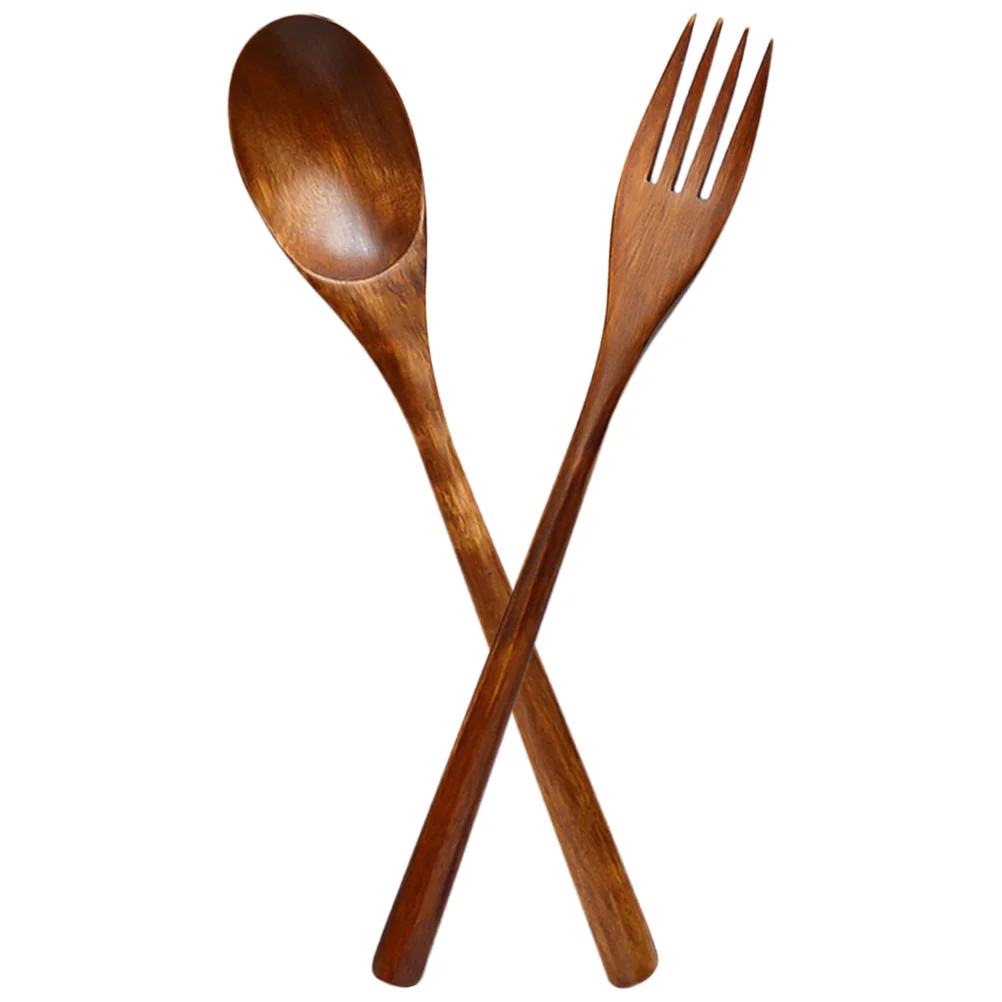 

Coffee Wooden Fork and Spoon Serving Utensils Cooking Tongs Food Home Accessories