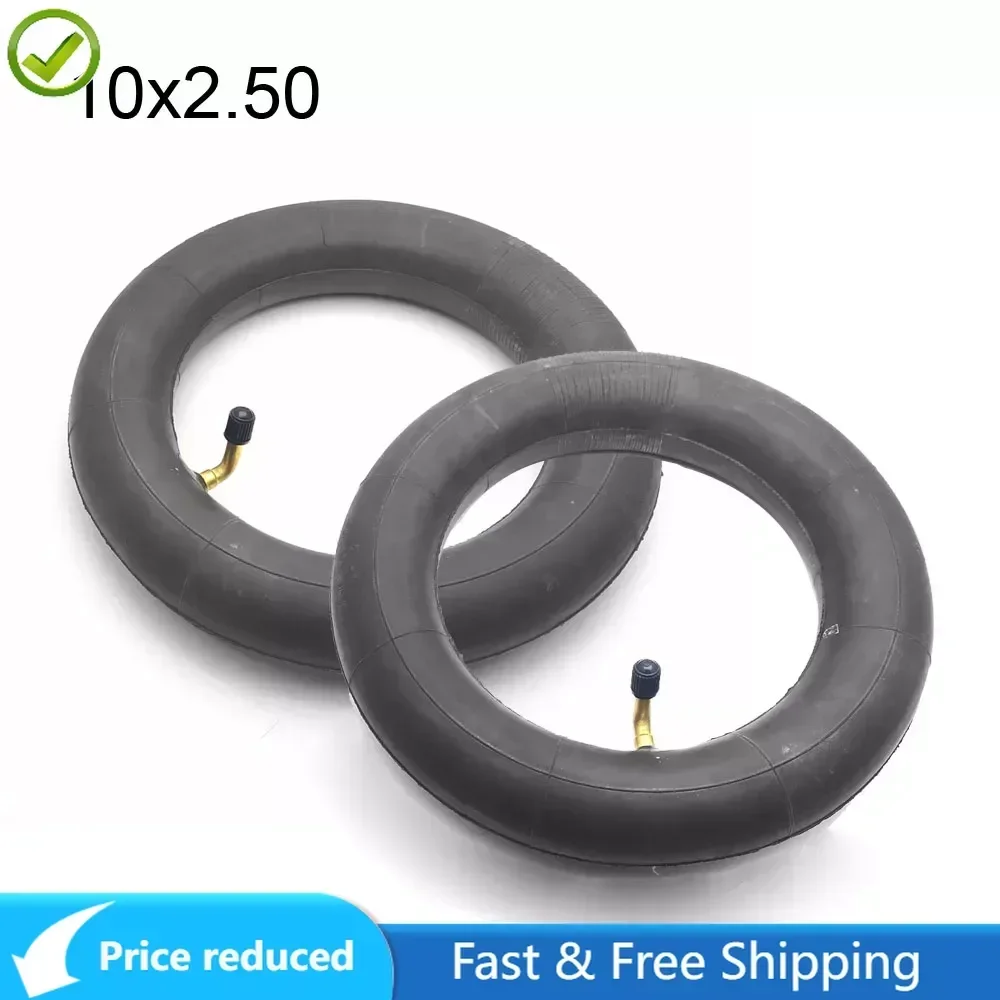 2pcs Thicken Inner Tube 10X2.50 10x2.5 Tube Innertube with Bent Valve 90 Degree Valve for Baby Stroller Pram Scooter 10 Inch